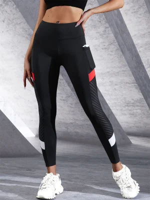 Høytlivs Yogatights med Mesh og Lommer – Tummy Control Treningstights Dame