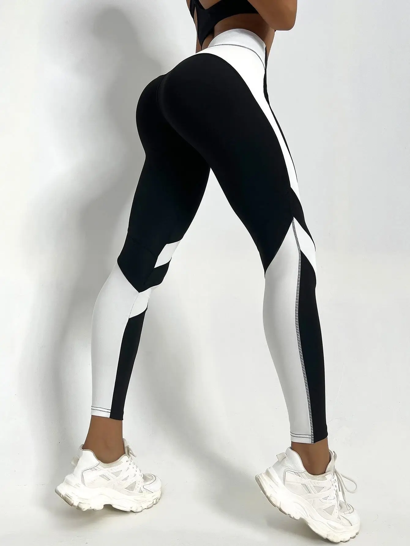 Flerfarget Høyt Liv Yoga Tights Dame – Trening & Magekontroll