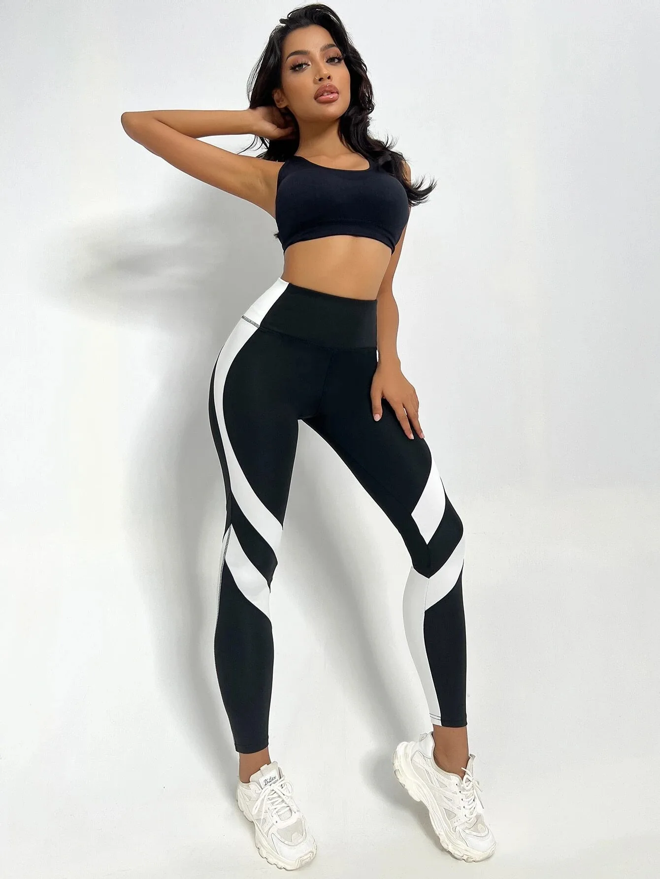 Flerfarget Høyt Liv Yoga Tights Dame – Trening & Magekontroll