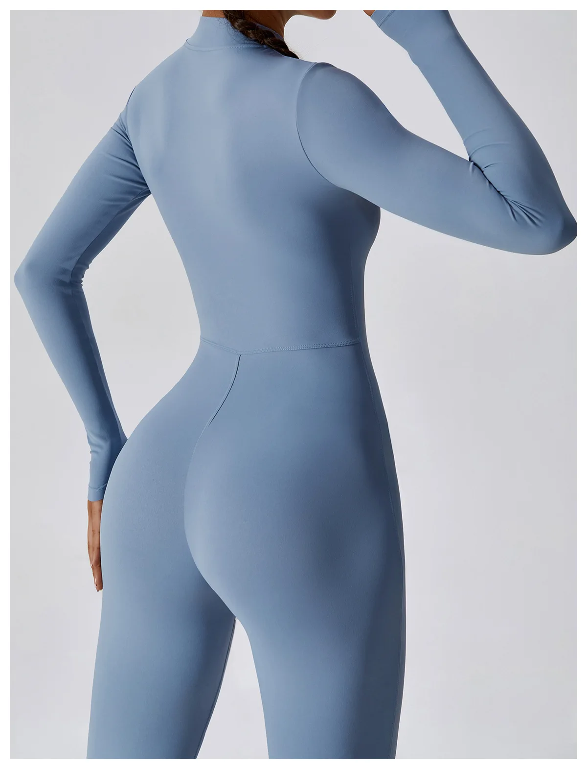 Dame Jumpsuit med Glidelås – Langermet One-Piece Treningstøy Til Gym & Yoga