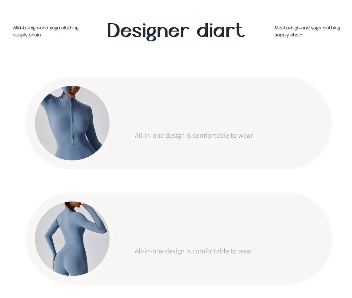 Dame Jumpsuit med Glidelås – Langermet One-Piece Treningstøy Til Gym & Yoga