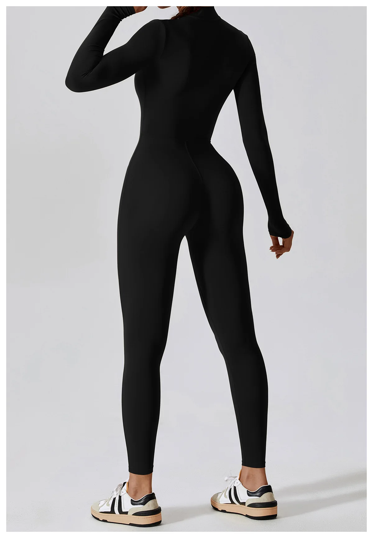 Dame Jumpsuit med Glidelås – Langermet One-Piece Treningstøy Til Gym & Yoga