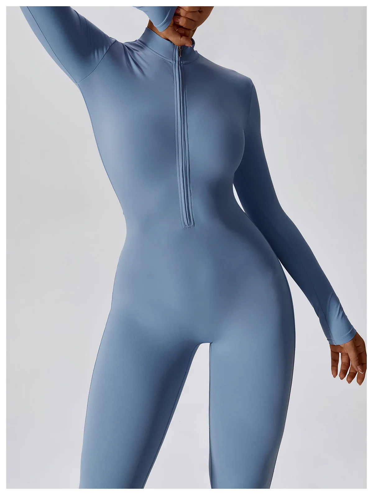 Dame Jumpsuit med Glidelås – Langermet One-Piece Treningstøy Til Gym & Yoga