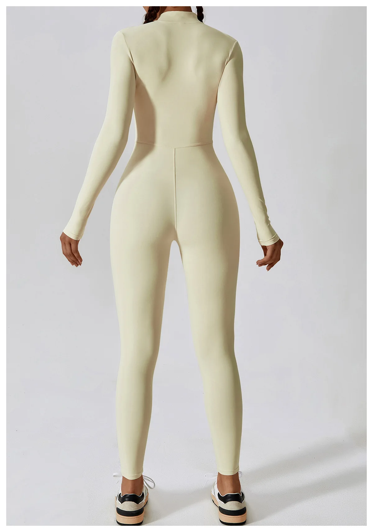 Dame Jumpsuit med Glidelås – Langermet One-Piece Treningstøy Til Gym & Yoga