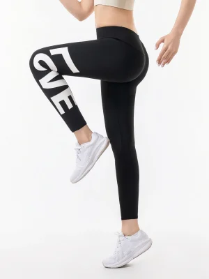 2025 Dame Leggings – Høytlivs Tynne Sportstights med Bokstaver