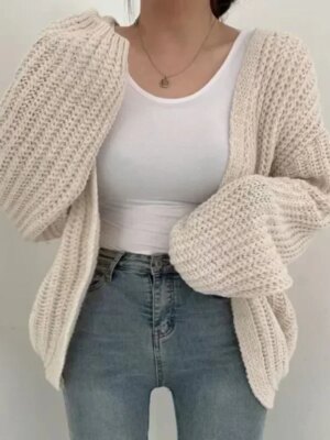 Koreansk Strikket Cardigan – Elegant Kort Dameponcho