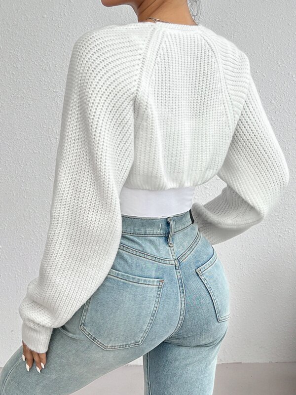 Elegant Damecardigan – Åpen Front, Ribbestrikket