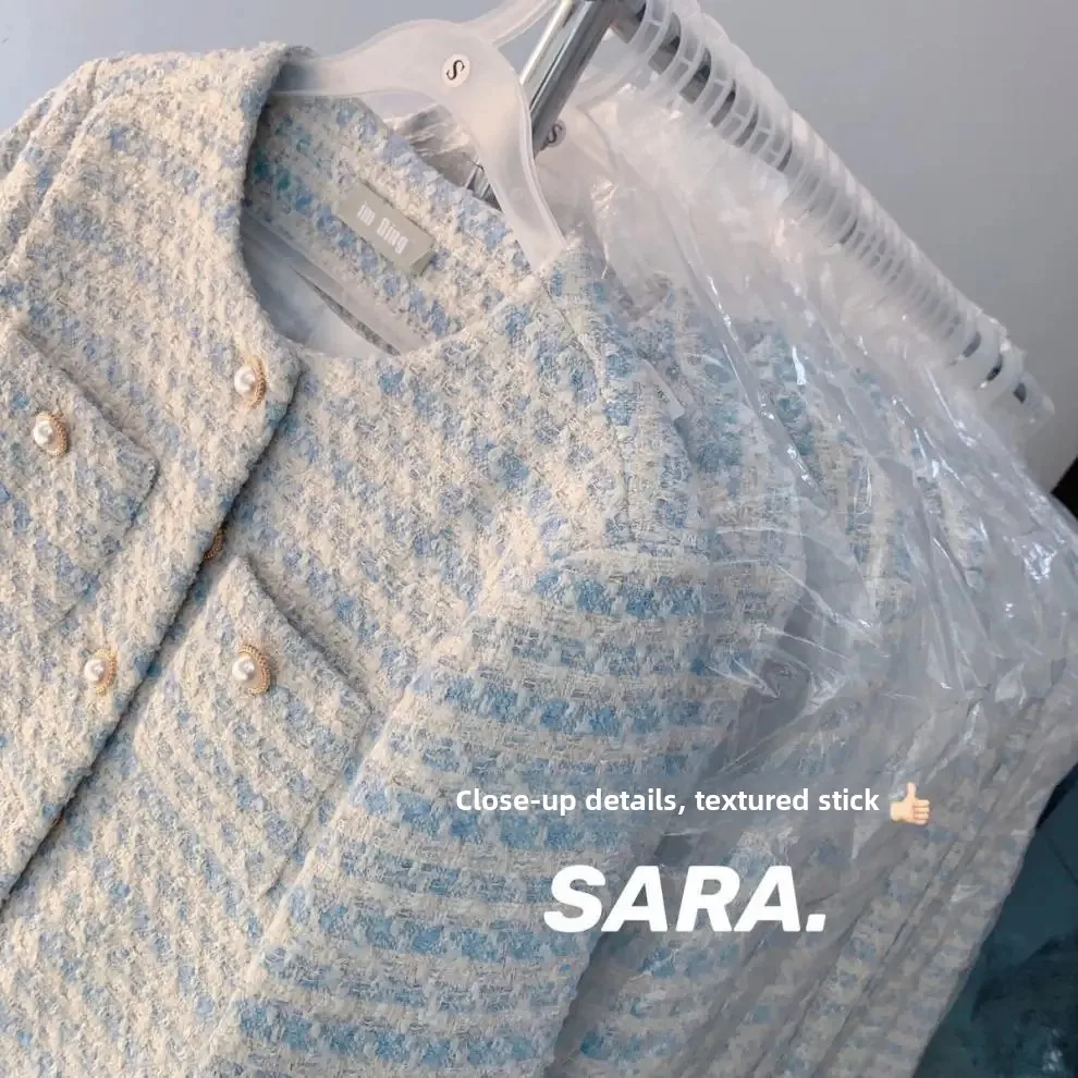 Elegant Kort Tweedjakke med Perleknapper